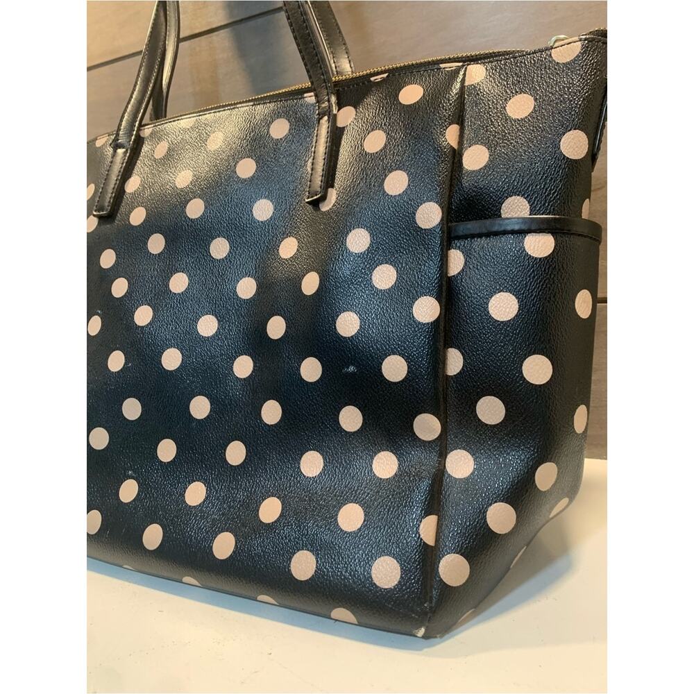 Kate Spade Adaira Wellesley Polka Dot Diaper Tote Bag Black Tan Preppy - Picture 9 of 16